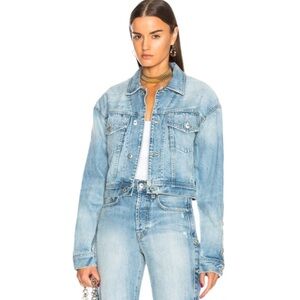 Jonathon Simkhai Jean Jacket Distressed Denim Button Sleeves XS